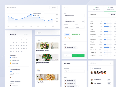 Meal Planner — Design Components app calendar calendar app cards cards design clean component library components daily ui dashboard date picker design diet app meal meal planner minimal recipe app tasks web web app