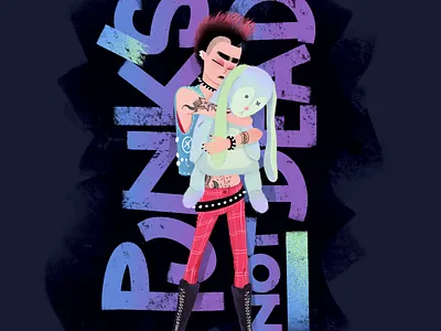 Punk's Not Dead character drawing illustration procreate punk punkrock punks rock