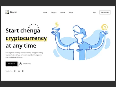 Brazer Exchange Money - Web Design bank batix clean clean design colors crypto design crypto wallet currency design exchange landing page money transfer ui ui ux web web design web site webdesign website
