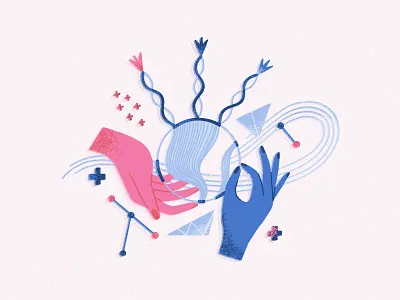 Hands abstract art creative design flat hands illustration surreal vector