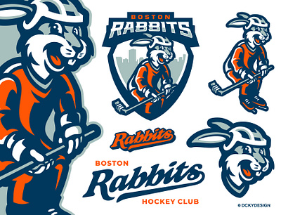 RABBITS branding design esportlogo esports gamelogo hockey hockey jersey hockey logo hockey stick illustration mascot mascot design mascot logo sports logo sportsbranding