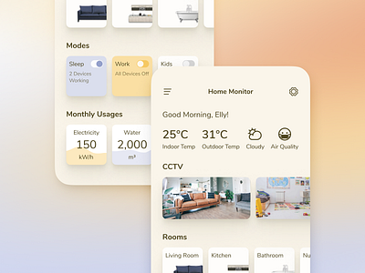 Smart Home App UI app daily ui dailyuichallenge design home monitoring home monitoring dashboard icon ui ux