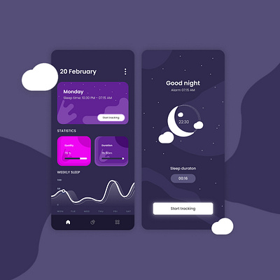 A sleep tracker app design icon ui ux