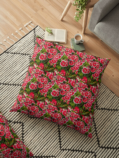 floor pillow amazing awesome buy now classy design designoftheday dope eyecatching floral flowers leaves like nature newest online shopping red redbubbleshop white