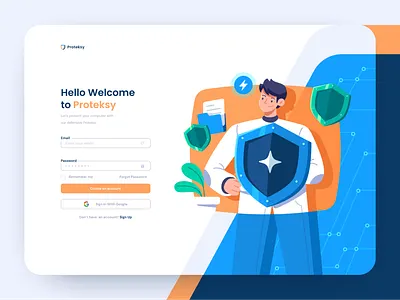 Protection Login Page Design antivirus branding clean data flat illustration graphic design guard illustration illustrations interface landing page login page protect protection ui uiux ux vector illustration web design white