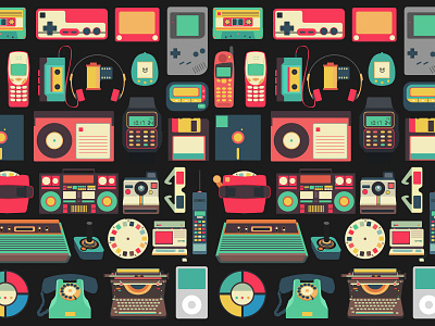 Retro Technology (Dark mode) gamer games pop pop culture retro retro design retrowave technology vector vintage