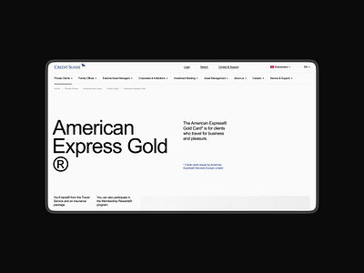 Credit Suisse. American Express Gold animation app branding clean design minimal ui ux web website