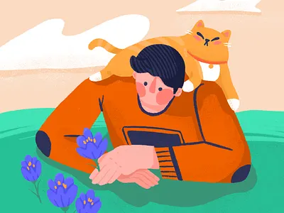 Crocus Bloom boy cat character chonky crocus flower illustration mood boost mood booster spring