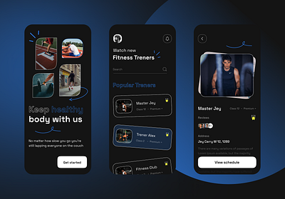 Fitness App Design activity clean dark mode fintess healthy interface ios mobile app mobile design product product design schedule sport tracker trainer training ui ui design ux workouts