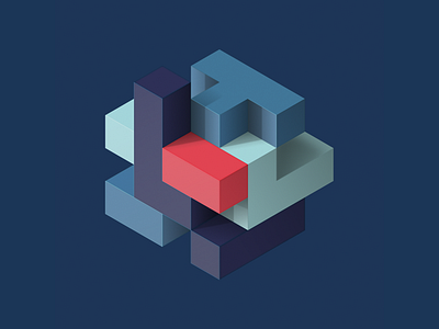 redblock block color design gradient illustration isometric minimal nft nftart nfts shadow vector