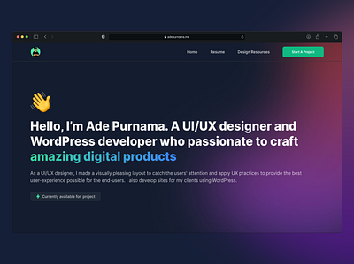 Personal Portfolio Website design figma landing page landing page design responsive design ui design ux design web design website concept website design