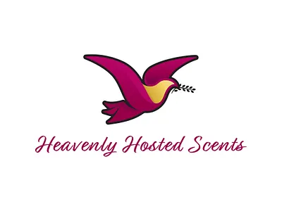 Dove Logo for Heavenly Hosted Scents branding design gold illustration illustrator logo maroon minimal vector