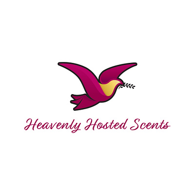 Dove Logo for Heavenly Hosted Scents branding design gold illustration illustrator logo maroon minimal vector