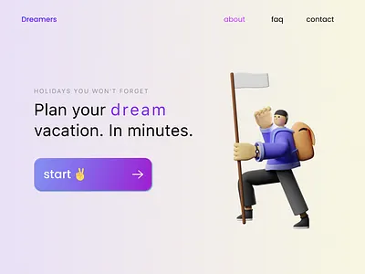 Travel Planner Main Page 2021 3d branding button design gradient graphics illustration main page mainpage minimalism travel travel app traveling trend ui ux web webdesign website design