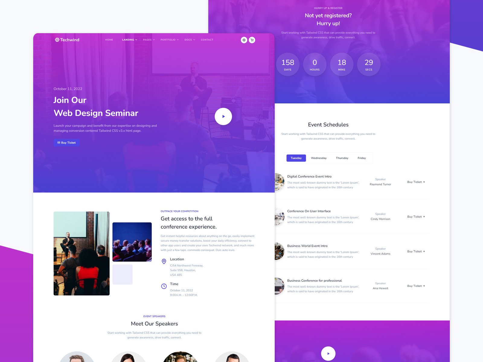 Event & Conference Template - Techwind agency bootstrap branding business conference design event illustration landing logo marketing seminar software ui webinar