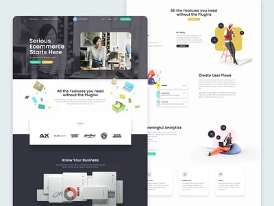 UltraCart Website 2020 3d characters clean layout minimal website website design