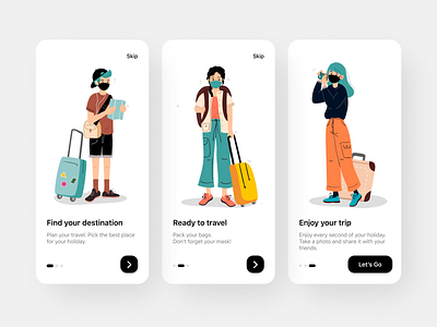Travel App Onboarding app clean design flat illustration minimal onboard onboarding onboarding ui travel travel app ui vector