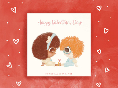 Happy Valentines Day art artist artwork character characterdesign children children book illustration children illustration childrens book drawing friends happy valentines day illustration illustrator love postcard poster poster art