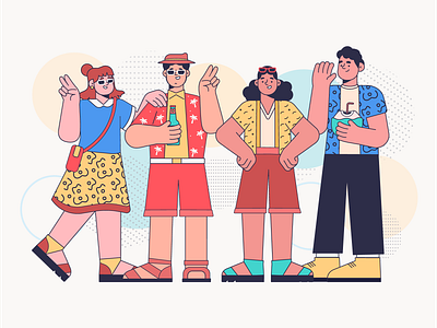 Summer Characters 2d art app illustration character character design explainer flat flat design illustration stroke illustration summer vector vector art vectorial young adult