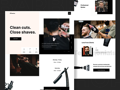 Barbershop Web Concept - Home Page barber barbershop figma rebound web design