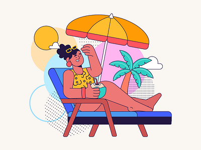 Summer Day 2d art beach character design flat flat design illustration pool stroke illustration summer vector vector art vector illustration