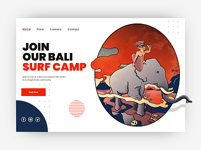 SURF CAMP adobe illustrator adobe ilustrator adobe photoshop art bali beach design elephant graphic homepage illustration indonesia landing page sketch surf surfart vector web web design website