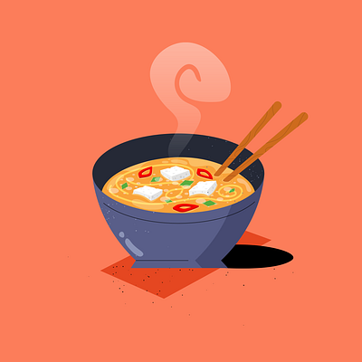 Miso Soup 2d adobe illustrator clean daily design digital flat food illustration illustrator procreate simple sketch soup styleframe texture vector