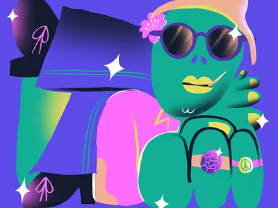 Alien Chillin' aliens chill chilling colorful cute fashion flat fun illustration illustrator jewelry playful procreate relaxing ufo vibrant whimsical