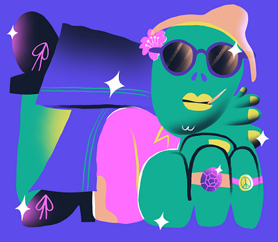 Alien Chillin' aliens chill chilling colorful cute fashion flat fun illustration illustrator jewelry playful procreate relaxing ufo vibrant whimsical