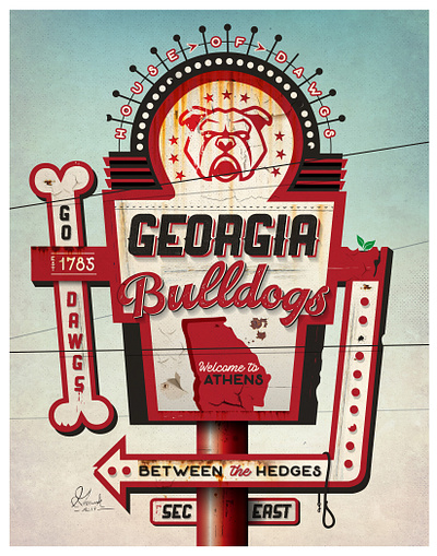 Georgia Vintage Poster 2d branding design illustration illustrator typography vector