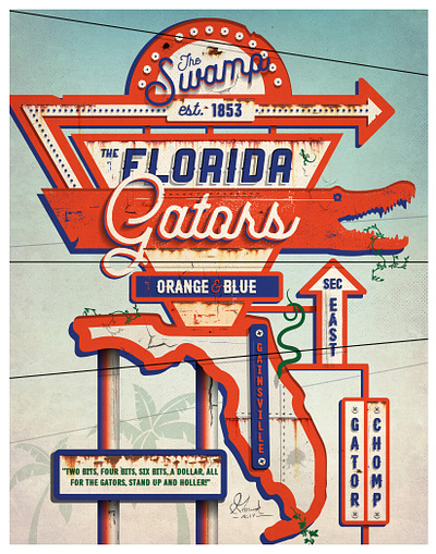 Gators Vintage Poster 2d branding illustration illustrator typography vector