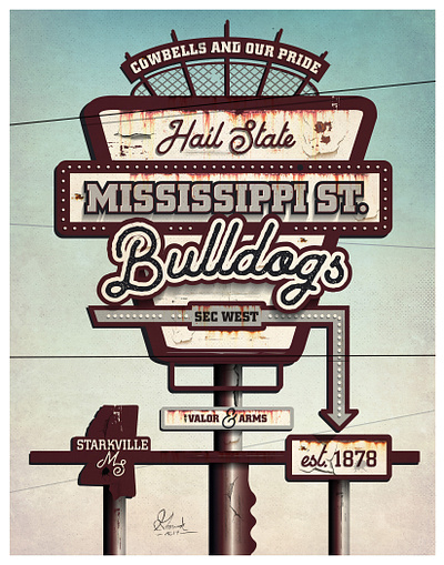 Missssippi St. Vintage Poster 2d branding design illustration illustrator typography vector