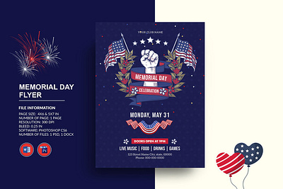 US Memorial Day Flyer 27th may invitation flyer memorial memorial day memorial day flyer ms word photoshop template us memorial us memorial day us military