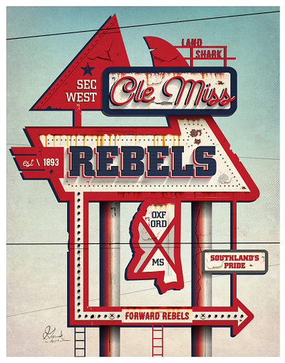 OleMiss Vintage Poster 2d branding design illustration illustrator typography vector