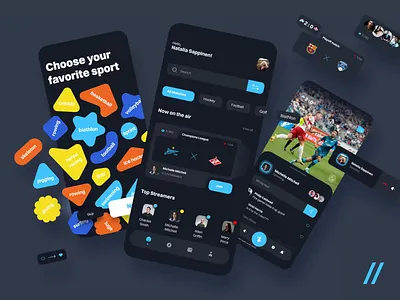 Sports Streaming App android android mobile animation app app design app interaction chat dark theme design interface ios ios app mobile sport streaming streaming page ui ux voice