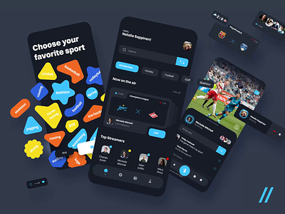 Sports Streaming App android android mobile animation app app design app interaction chat dark theme design interface ios ios app mobile sport streaming streaming page ui ux voice