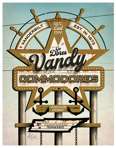 Vandy Vintage Poster 2d branding design illustration illustrator typography vector