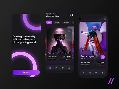 Gaming Platform android animation app app design app interaction blockchain chat crypto design gaming interface ios ios mobule mobile mobile application nft purchase top ui ux