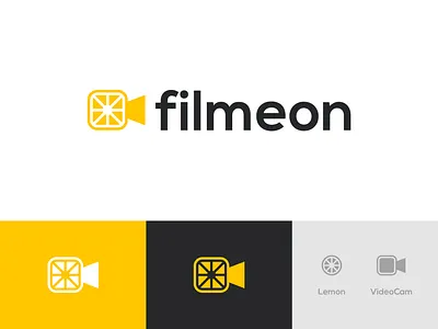 filmeon - Logo Design Concept app brand identity branding camera concept creative designer portfolio designs film icon industries lemon logo logo designer logomark modern movie studio unique video