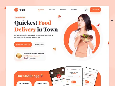 Food Delivery Landing Page 🍔 delivery service design food food and drink food delivery food delivery service food order hero section landing page landingpage trending ui ux website design