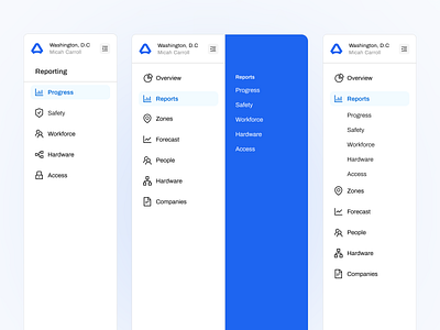 Web Application | Navigation Iterations. app dashboard design design system ecommerce material mobile navigation sidebar sidenav templates ui web web application