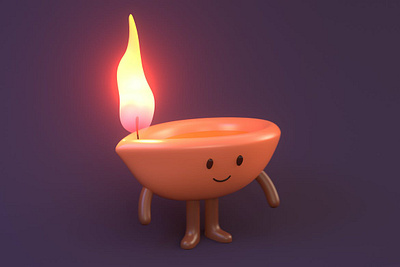 Diwali Lamp Character Illustration 3d 3d animation 3d art 3d character 3d illustration agency app conceptual cute diya festival fun greeting happy holiday illustration india lamp religion wishes