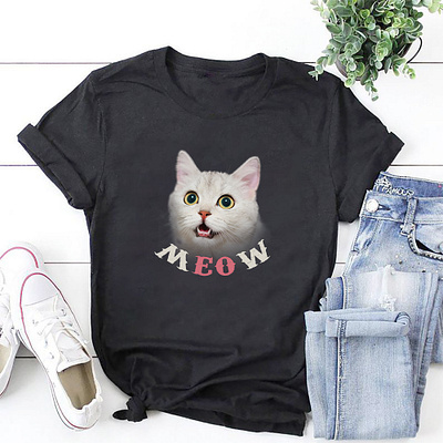 T-Shirt cat tshirt design illustration print t shirt t shirt design template trendy tshirt