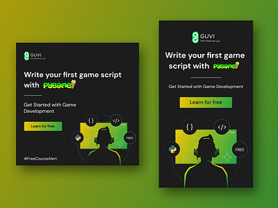 Pygame poster ads branding cretives design designer figmadesign guvi