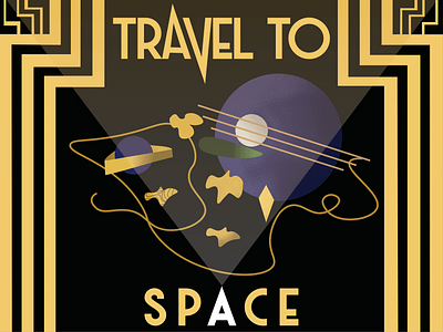 travel to space - art deco design work art deco design graphic design illustration space student typography