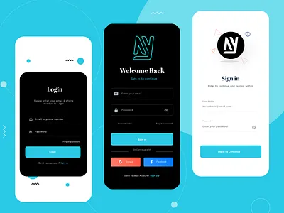 Login and Sign in minimal UI design concept app app design best shot blue clean creative daily ui dailyui dailyuichallenge dark mode design ios ios app design minimal minimalism ui ux vibrant vivid vivid colors