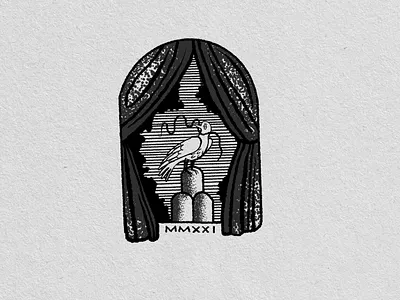 Window View bird drawing illustration window