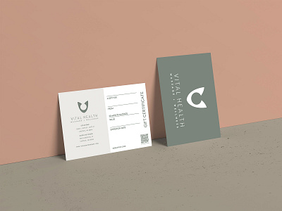 Vital Health Rebrand Print Materials branding business card gift card gift certifiate illustrator logodesign marketing massage massage logo media print print design spa wellness