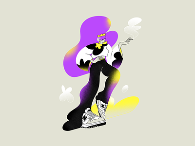 80s gril 2d 80s badass character design flowers girl illustration new balance procreate snickers