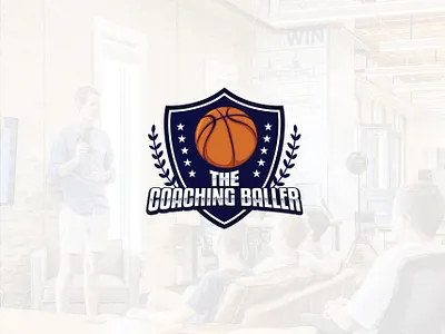 Emblem logo design | The coaching baller 3d typography basketball logo blue emblem logo coaching logo emblem logo sports logo
